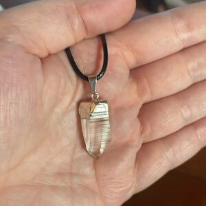 Cute Dainty Silver Plated over Copper Lemurian Quartz Electroform Pendant, New